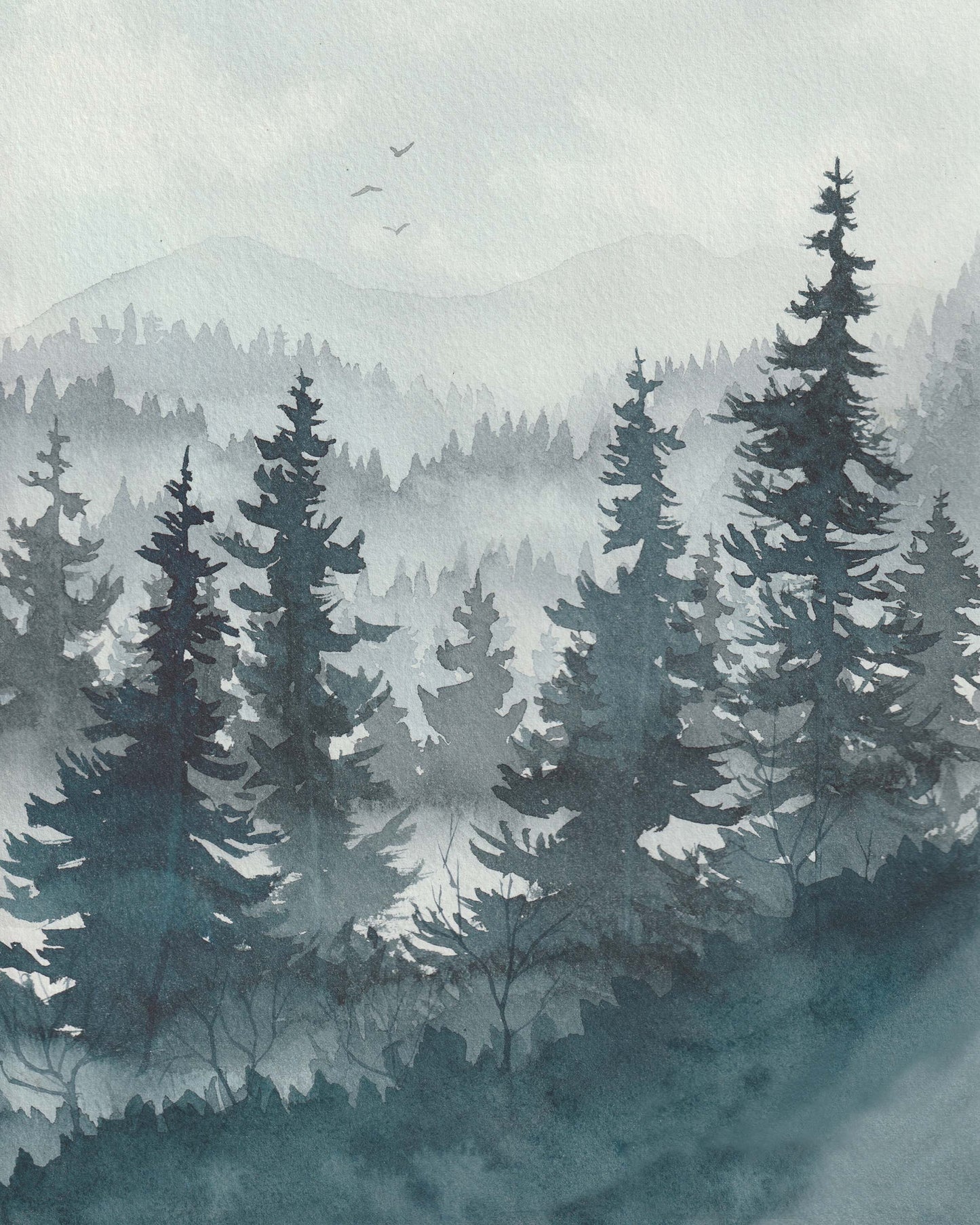 Ombre PNW Trees 8x10