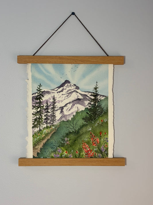 Original Watercolor Painting-8x10 Mount Rainier Trail