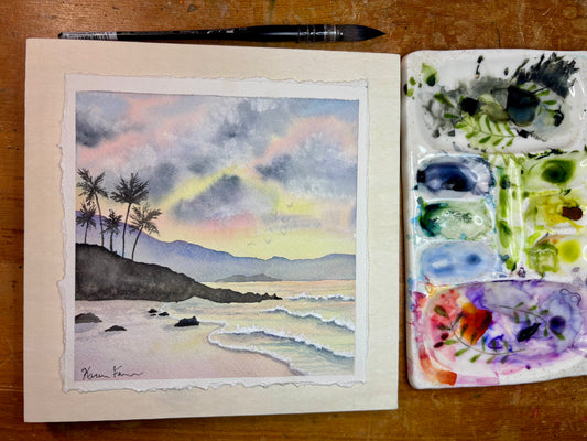 Original Maui Sunset Watercolor Painting