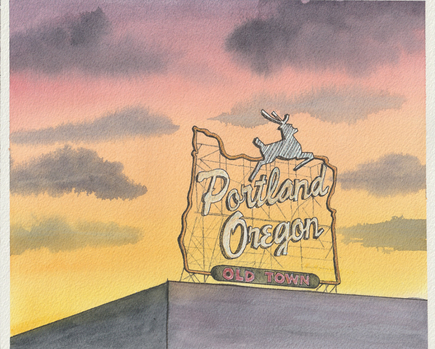 PDX Sign at Sunset 8x10